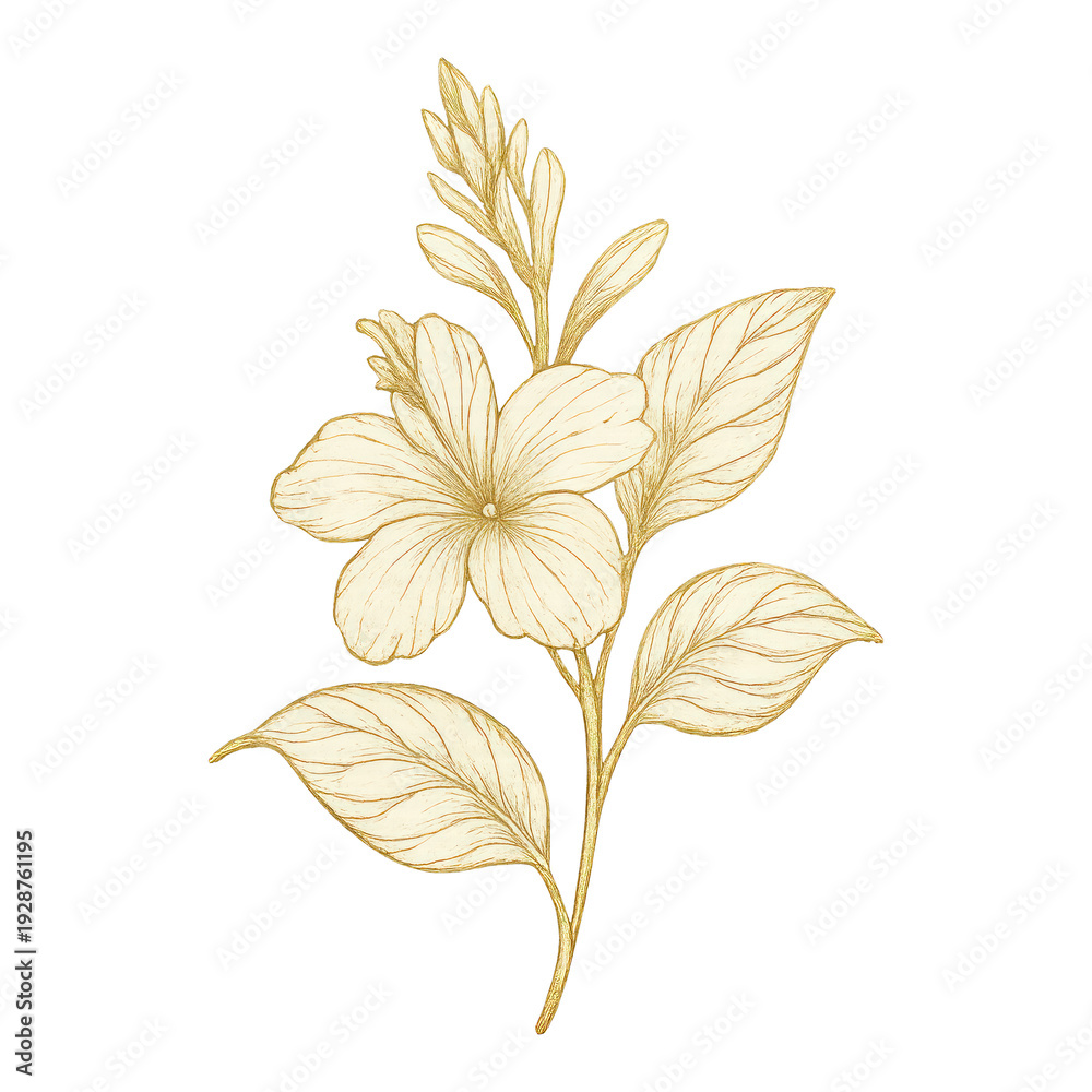 Naklejka premium PNG Elegant gold floral illustration
