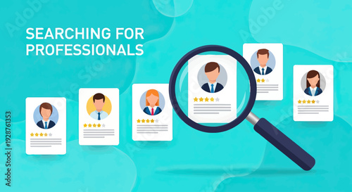 Magnifying Glass Highlighting Professional Profile for Job Search.