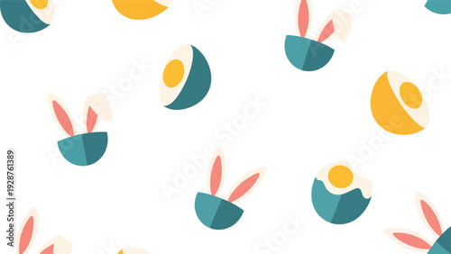 Whimsical Easter eggs with bunny ears emerging