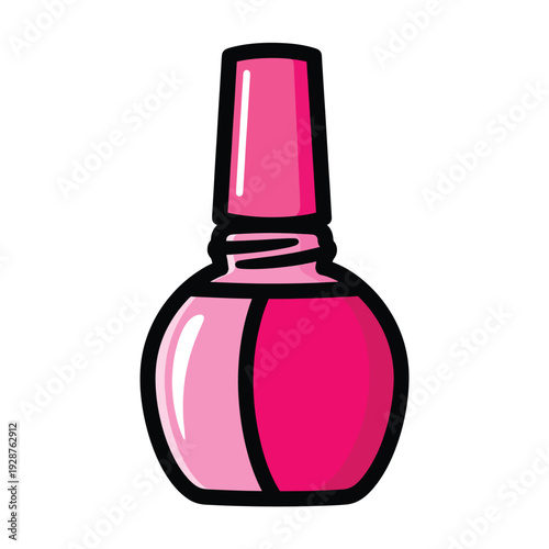 Nail polish bottle illustration with pink shades, beauty product, cosmetics, nail care, fashion, vector graphic design