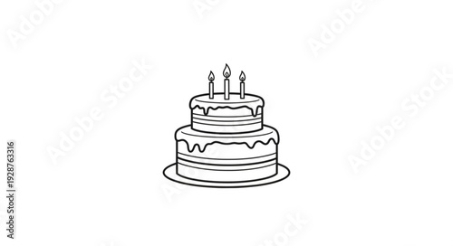 Two-tiered birthday cake with lit candles, perfect for celebrations and special occasions.
