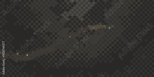 Abstract dark background with a blurred winding light trail and pixelated texture