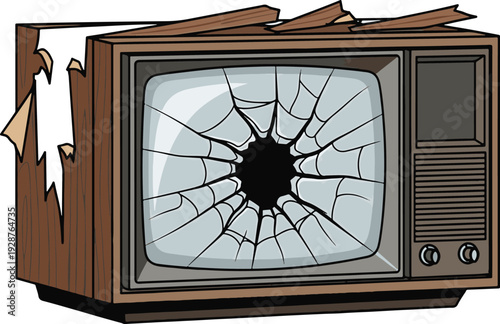 Broken Old TV Set