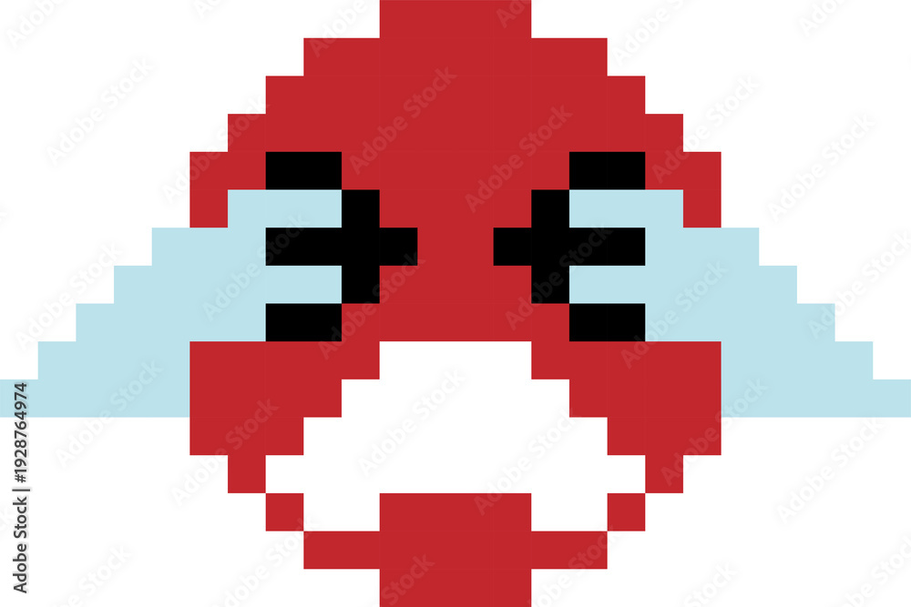 Obraz premium Pixel Art Red Sobbing Face