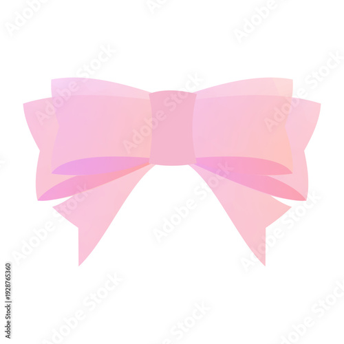 ピンクの水彩グラデーションのリボン装飾　手描き風リボンとバッジ素材集