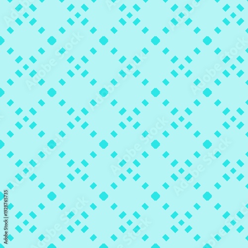 Turquoise Geometric Diamond Seamless Pattern on Light Blue Background