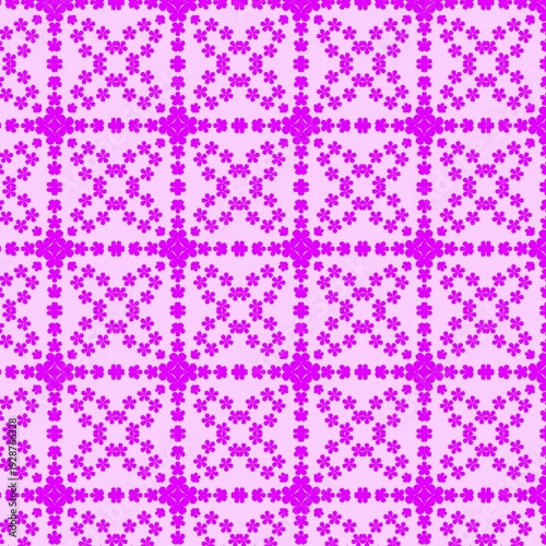 Purple Floral Geometric Seamless Pattern on Soft Pink Background