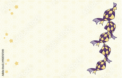 Ramadan Background with Hanging Lanterns and Ketupat Illustration