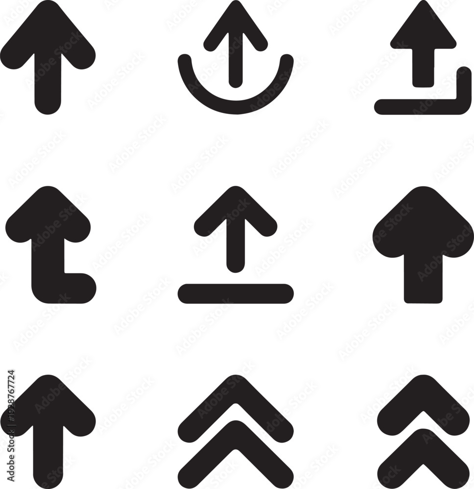 Obraz premium Upload and arrow vector icon set for cloud computing and file transfer UI