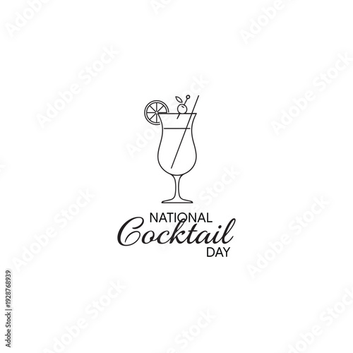 Minimalist National Cocktail Day Line Art Logo