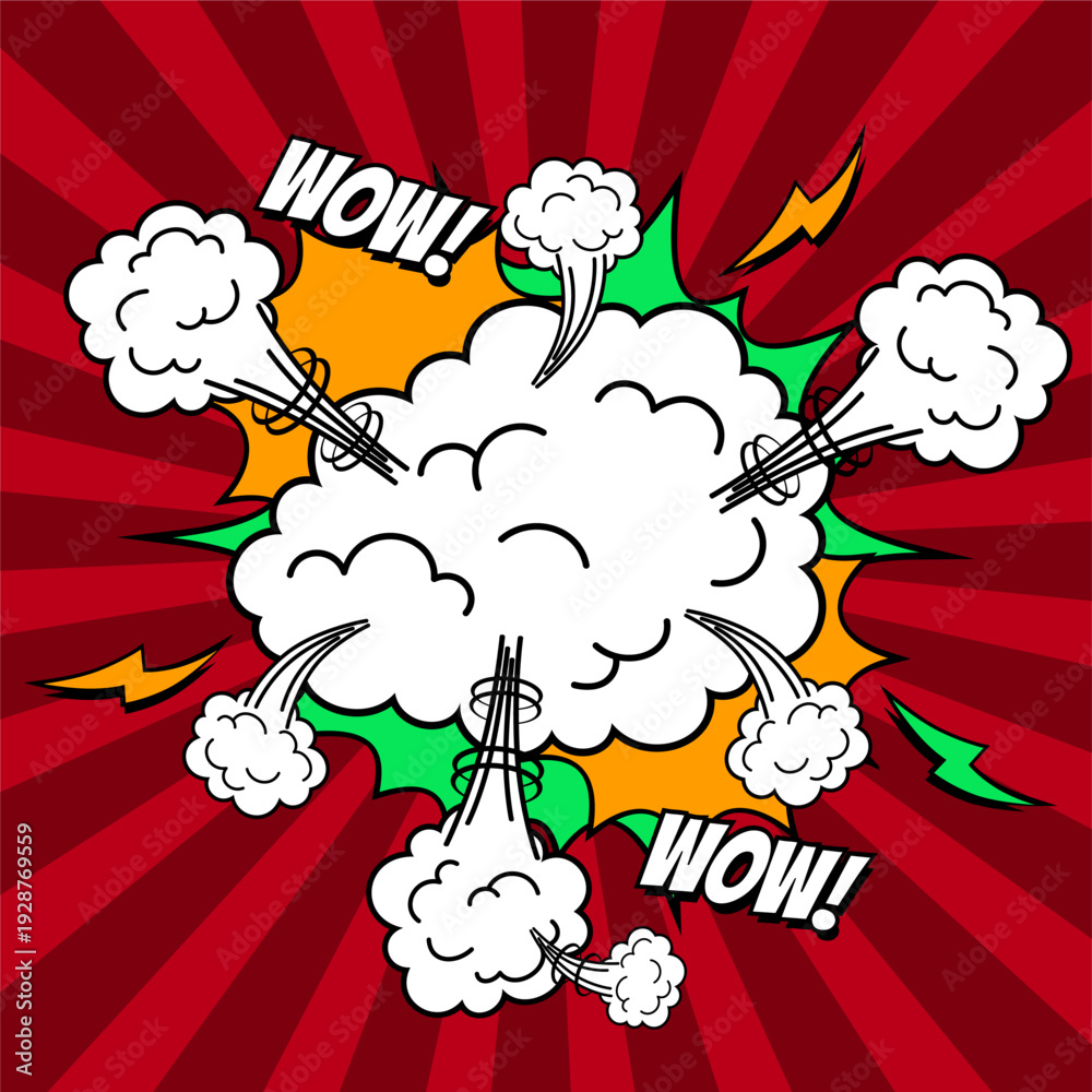 custom made wallpaper toronto digitalComic Explosion Pop Art Background with Smoke Clouds and WOW Text Illustration