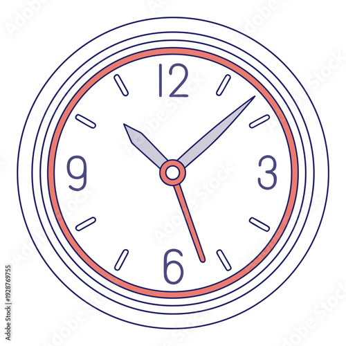 A classic wall clock displays the time of ten to six