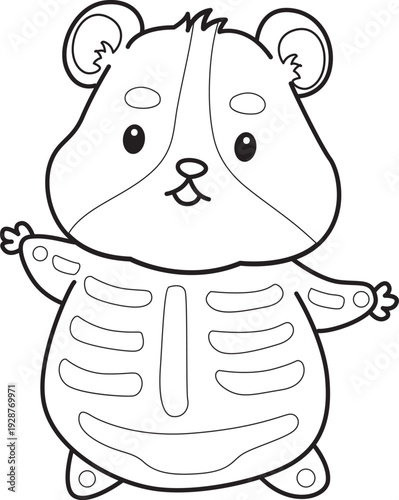 Coloring pages of Cute set of hamster sticker with halloween activity.  Outline of hamster 