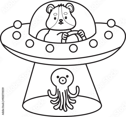 Coloring pages of Cute set of hamster sticker with halloween activity.  Outline of hamster 