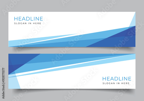 Abstract modern business cover blue geometric triangle web banner horizontal collection set background
