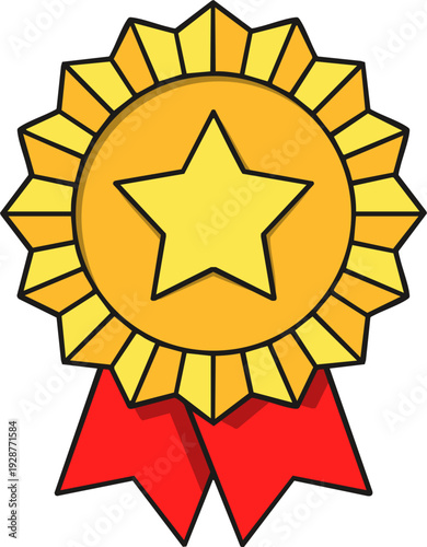 A gold badge featuring a star