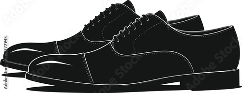 Black Vector Silhouette of Classic Formal Men Oxford Leather Shoes for Business Professional Attire Wedding Groom Footwear Luxury Fashion Retail and Elegant Apparel Design