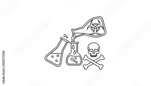 Toxic chemicals and biohazard symbols in laboratory equipment