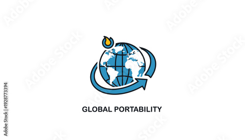 Global portability concept with earth and arrows