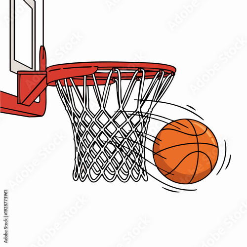 Basketball Hoop and Ball in Motion.