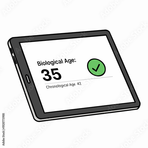 Biological Age Check On Tablet Display.