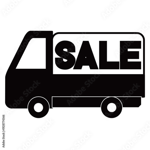 SALEの文字が入った配送トラックのイラスト素材