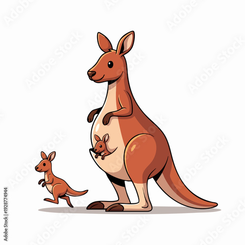 Cartoon Kangaroo Illustration Bright Friendly Style.