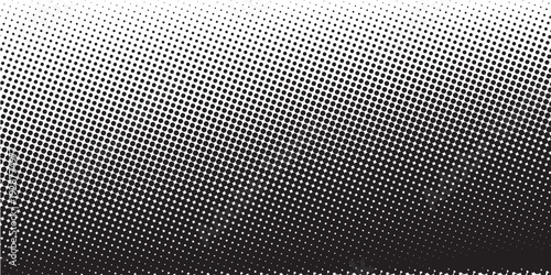 Seamless halftone vector background.Filled with black circles .Long fade out. 31 figures in height.The radial transformation method.