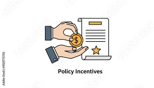 Hands exchanging money for policy incentives document