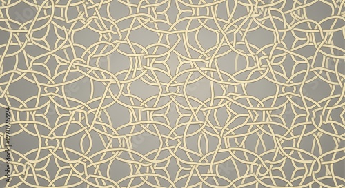 Seamless abstract pattern featuring intertwined lines and knot like shapes on a muted background. This modern decorative texture evokes elegance and complexity.