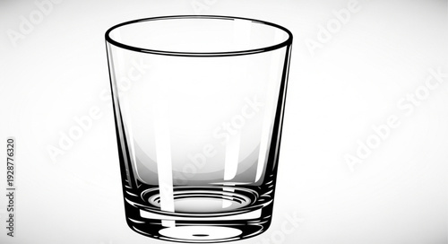 Transparent glass tumbler with a simple design, perfect for beverages and drinks, empty and ready to use.