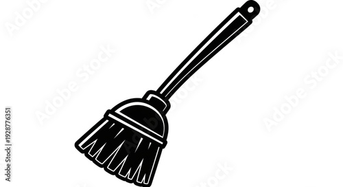Detailed illustration of a black broom, perfect for cleaning and sweeping floors.