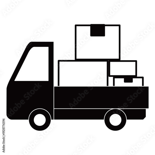 荷台に段ボールを積んだトラック