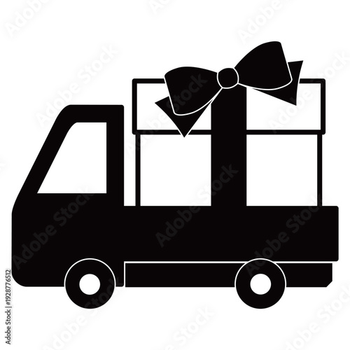 大きなプレゼントを運ぶトラック