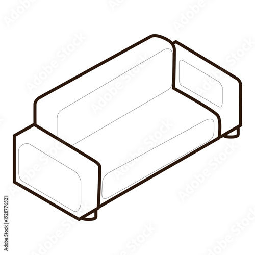 斜め上から見た2人掛けソファのイラスト