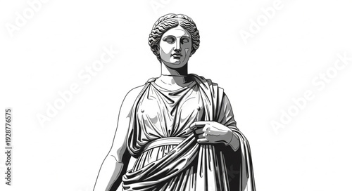Ancient Greek statue of a woman with detailed facial features and drapery.