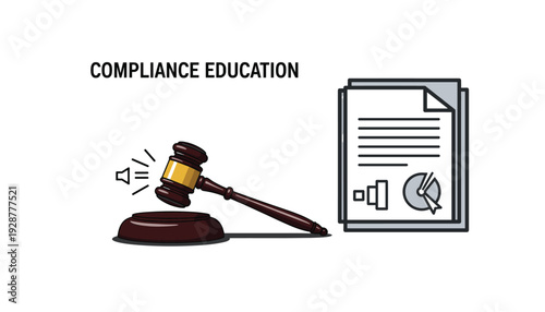 Compliance education concept with gavel and legal document