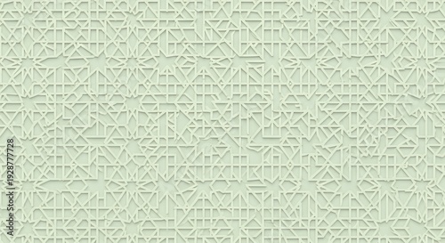 Elegant light green seamless Islamic geometric pattern with intricate arabesque tessellation design perfect for backgrounds textures and cultural themes
