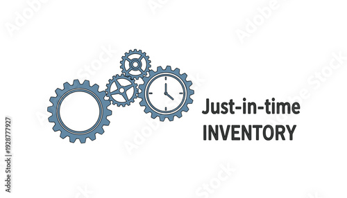 Just-in-time inventory management concept with clock and gears