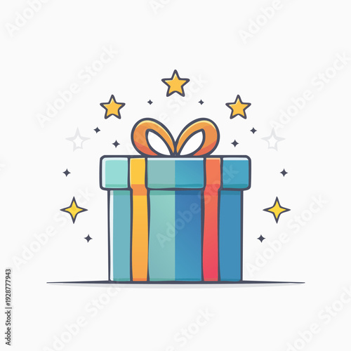 Gift Box with Stars and Sparkles.