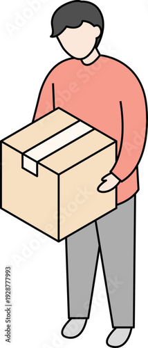상자를 들고 있는 사람