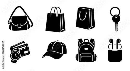 Essential Personal Accessories Set With Bags Wallets Caps And Perfume