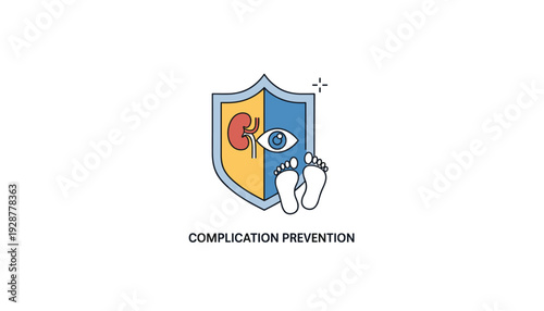 Medical shield icon with kidney eye and feet for health protection