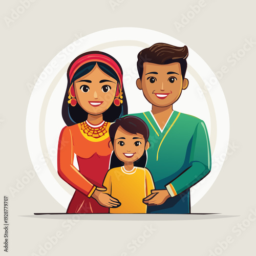 Happy family portrait smiling together in a circle.