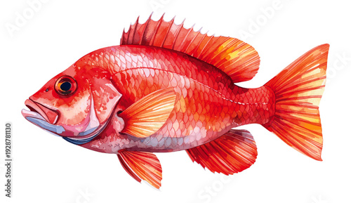 Northern Red Snapper Fish Watercolor Illustration
