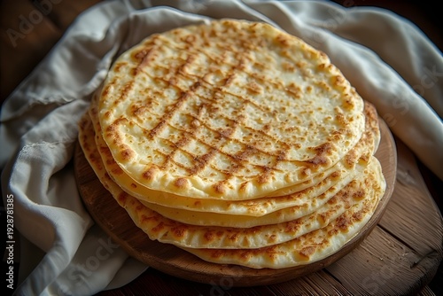 Wallpaper Mural norwegian potato lefse on a wooden board Torontodigital.ca