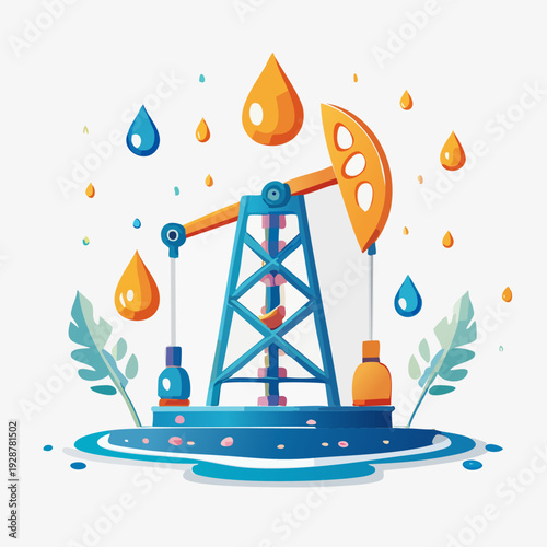 Oil Pump Jack Extraction Illustration - Energy and Industry.