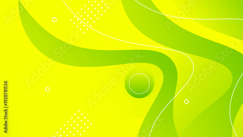 High quality organic green flowing wave background with minimalist dot patterns and bright yellow gradients for creative projects