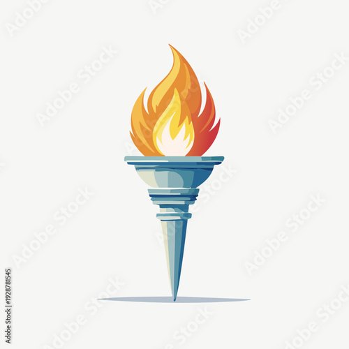 Olympic Torch with Vibrant Flames on White Background.