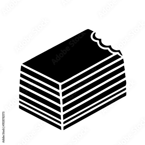 Bitten 7 Layer Bar Black Silhouette Icon Design